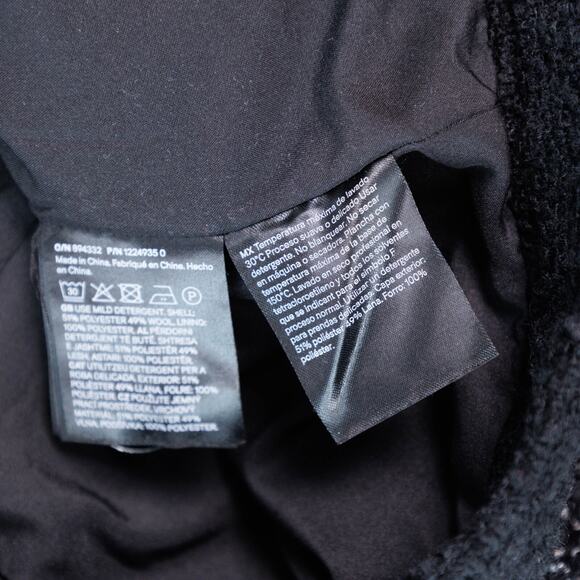 H&M Black White Textured Weave Wool Blend Tweed Lined Jacket Womens Size L - Picture 10 of 14